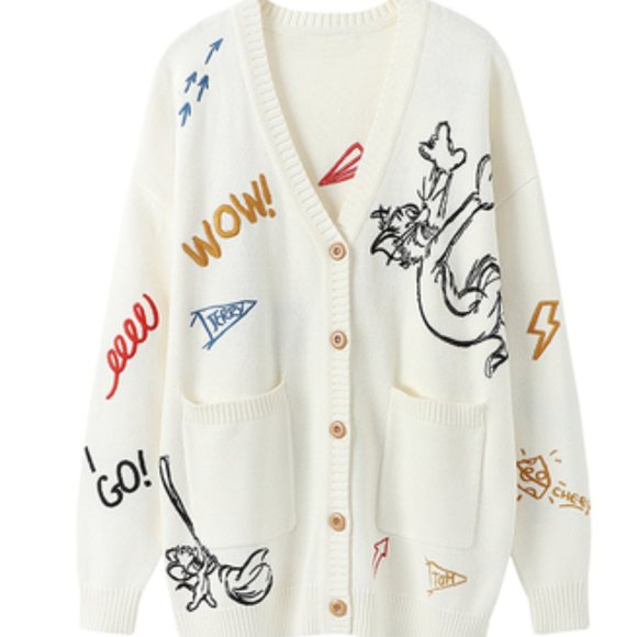 Tops | Graffiti Cardigan Sweater | Poshmark